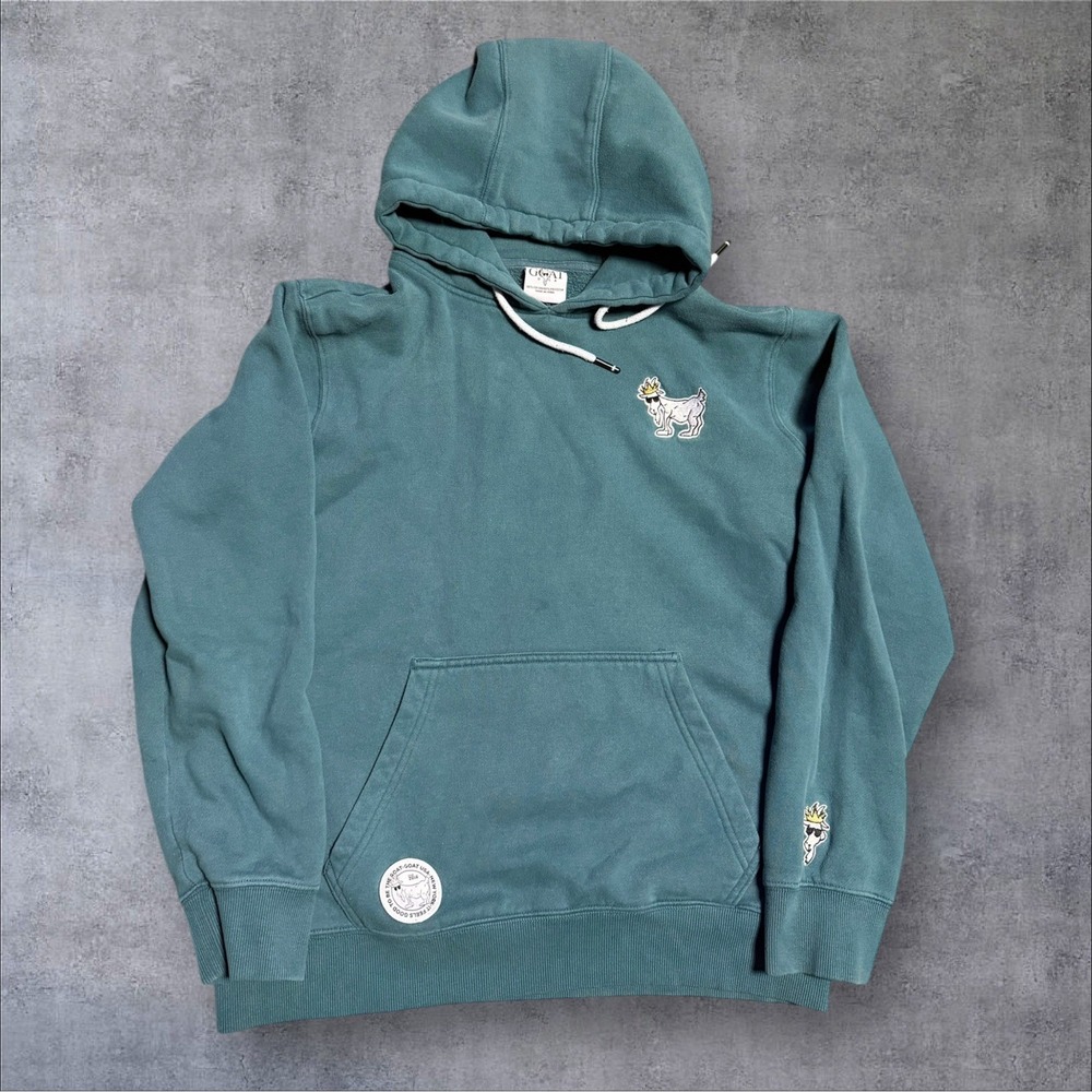 GOAT USA Green Hoodie Sweatshirt Size S Goat‎ Logo Pullover
